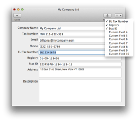 BillSonar Invoice Mac OS X My Company