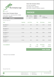 BillSonar Invoice Mac OS X Invoice template Elegant Green