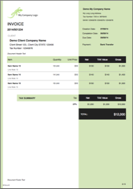 BillSonar Invoice Mac OS X Invoice template Massive Green