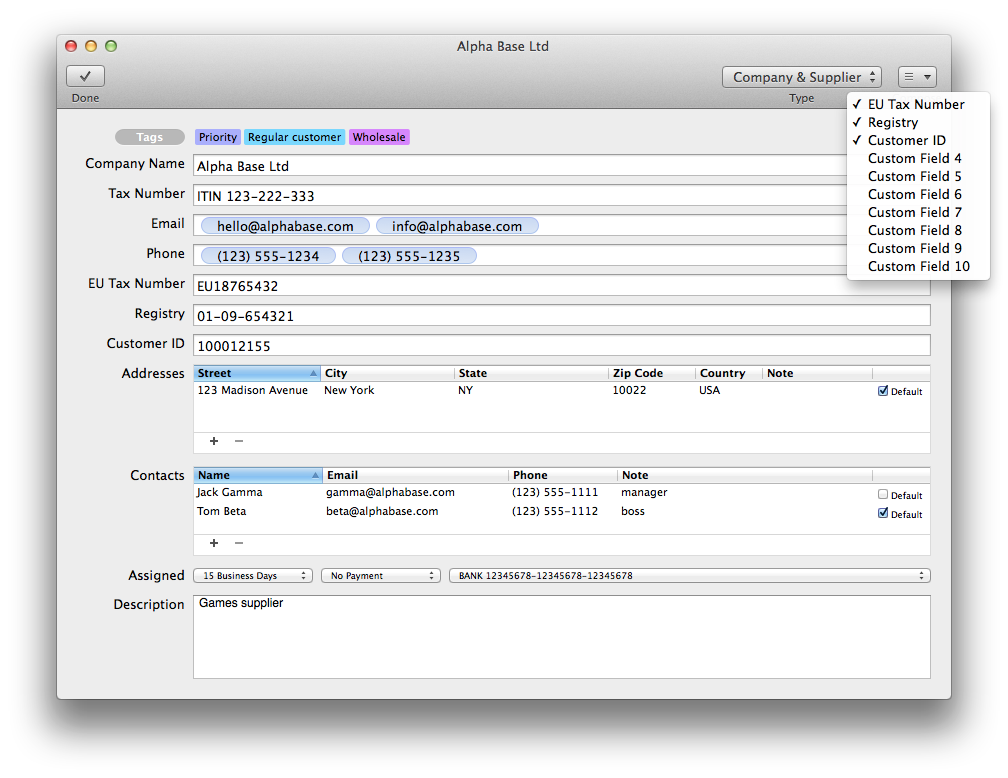 BillSonar Invoice Mac OS X Clients