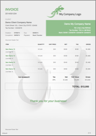 BillSonar Invoice Mac OS X Invoice template Butterfly Green