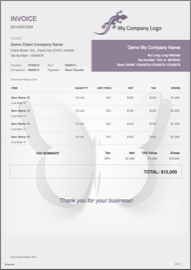 BillSonar Invoice Mac OS X Invoice template Butterfly Purple